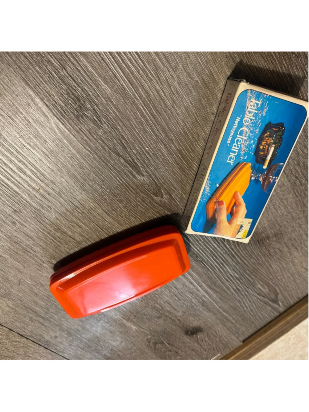 Vintage 80s Nettoyeuse Table Cleaner Crumb Sweeper One Size Orange Blue
